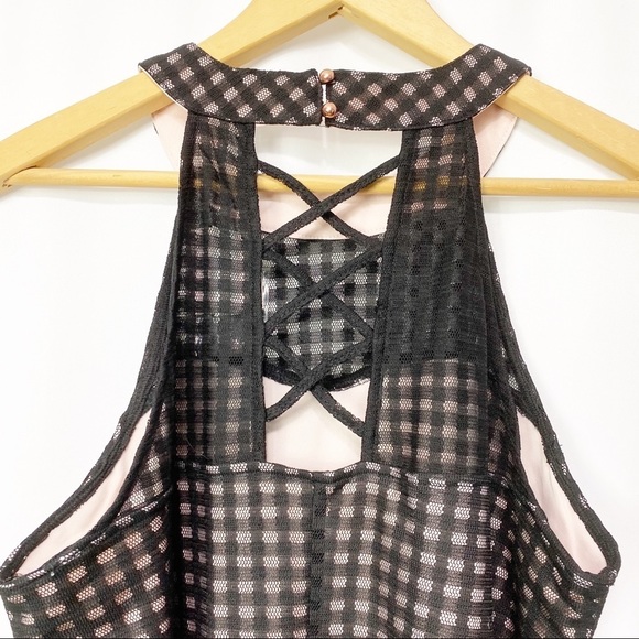 NWT-Candies-Black Semi Sheer Overlay Pink Dress L - Picture 7 of 12